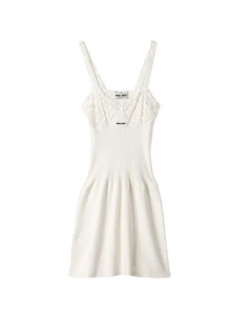 cotton and lace dress by MIU MIU