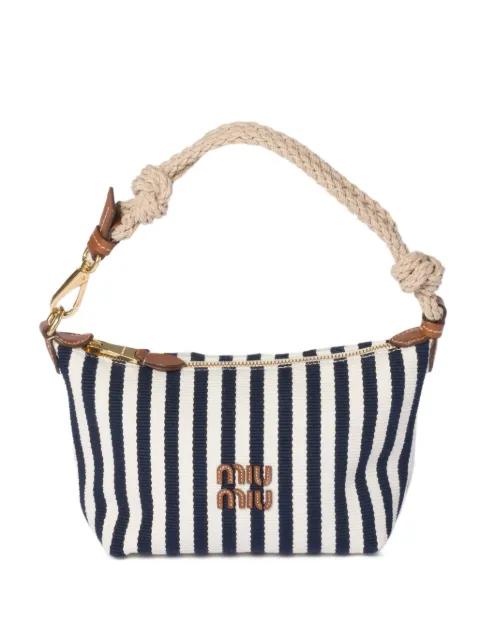 cotton and leather pouch by MIU MIU