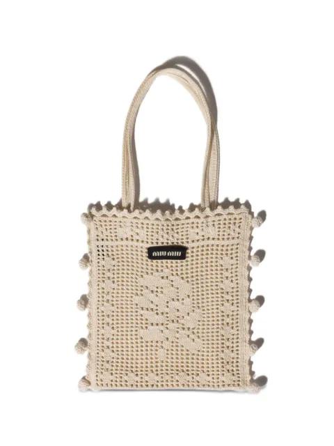 cotton crochet handbag by MIU MIU