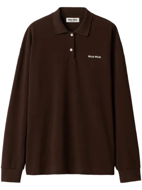 cotton piqué polo shirt by MIU MIU