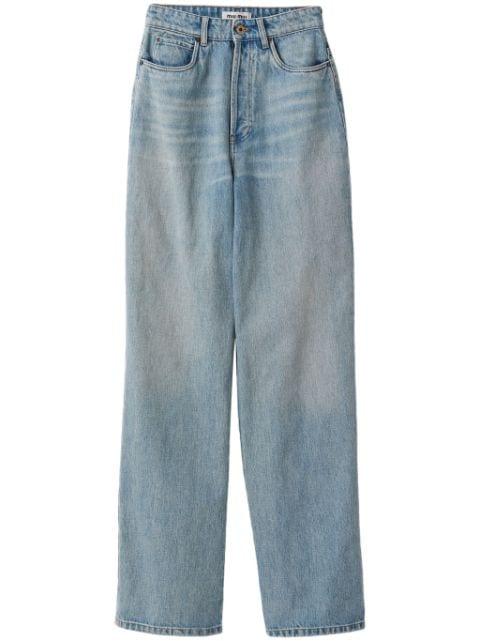 cotton wide-leg jeans by MIU MIU
