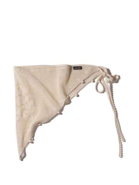 crochet-knit floral-lace pareo by MIU MIU