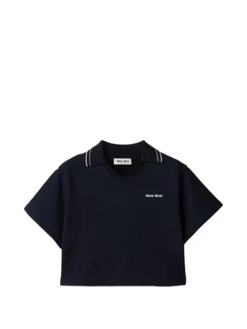 cropped cotton-fleece sweatshirt by MIU MIU