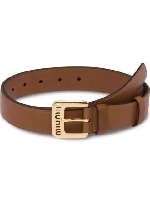 cut-out logo leather belt by MIU MIU