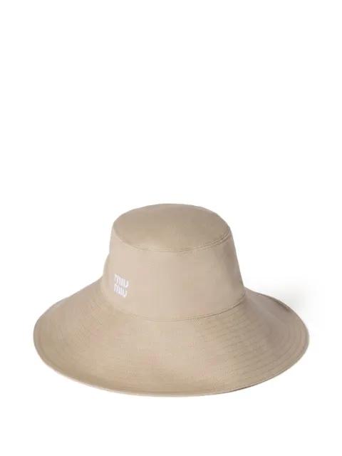 denim bucket hat by MIU MIU