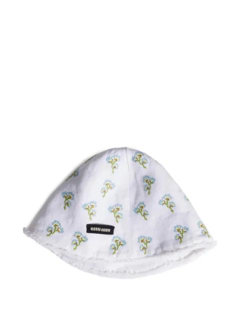 embroidered beanie cap by MIU MIU