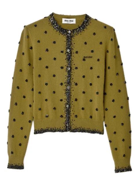 embroidered cashmere cardigan by MIU MIU