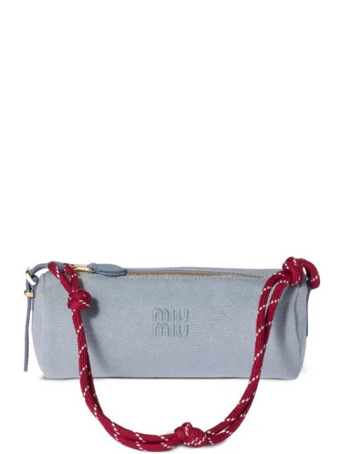 embroidered-logo gabardine shoulder bag by MIU MIU