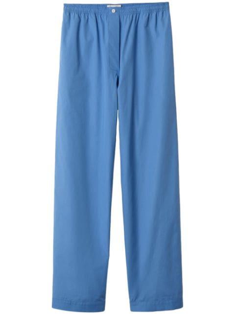 embroidered-logo poplin trousers by MIU MIU