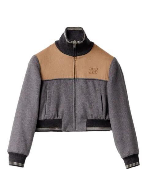embroidered-logo wool jacket by MIU MIU