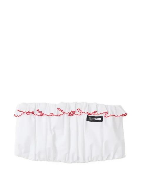 embroidered poplin bandeau top by MIU MIU