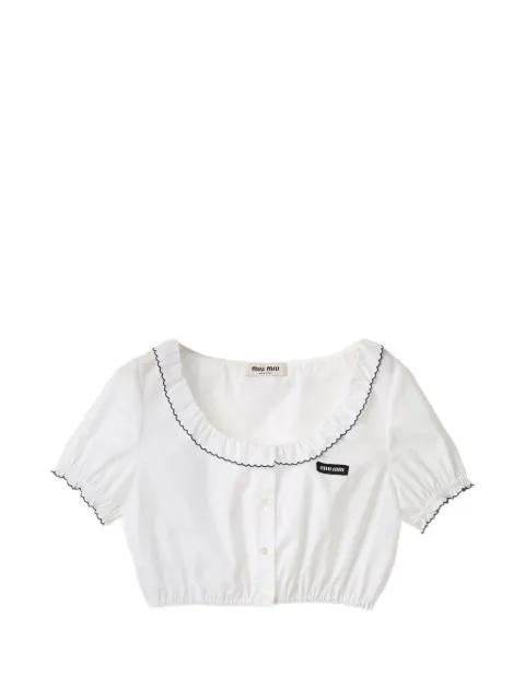 embroidered poplin crop top by MIU MIU