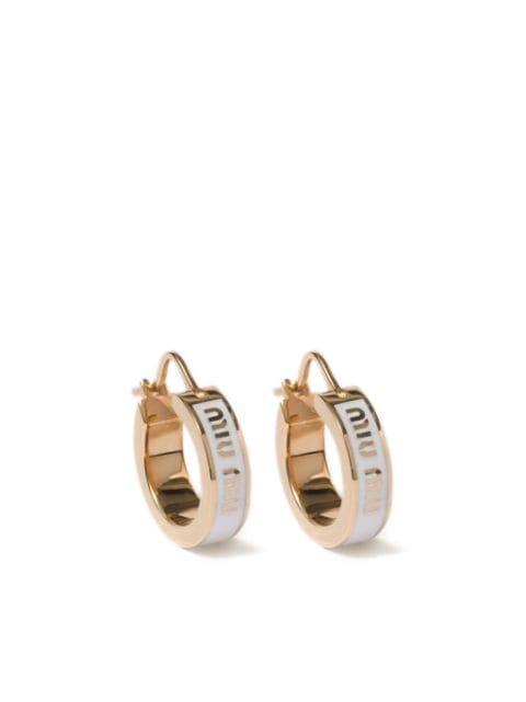 enamel hoop earrings by MIU MIU