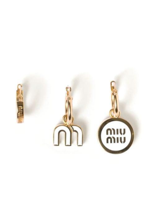 enamel hoop earrings (set of three) by MIU MIU