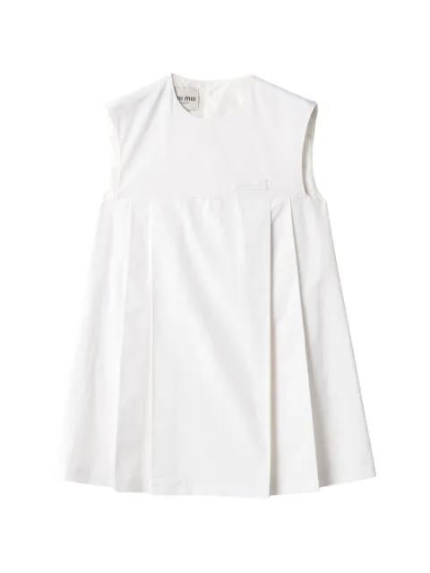 flared logo cotton mini dress by MIU MIU