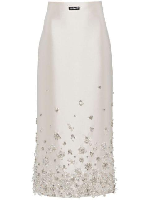 floral-embellished midi skirt by MIU MIU