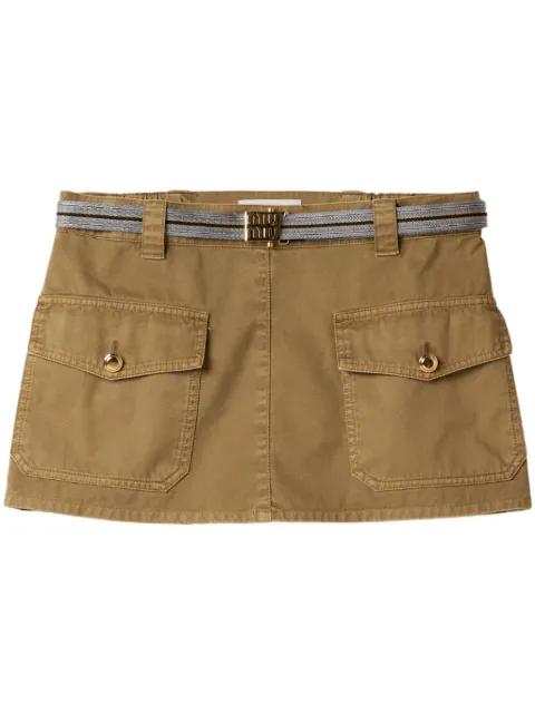 garment-dyed cotton miniskirt by MIU MIU