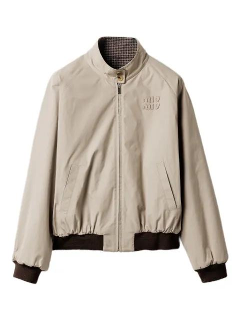 houndstooth-lining reversible bomber jacket by MIU MIU