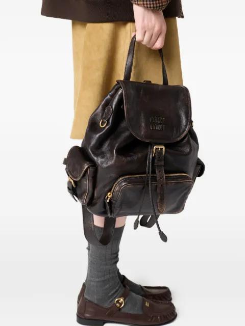 large leather backpack by MIU MIU