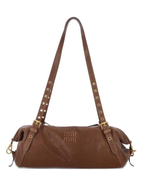 leather eyeleted tote bag by MIU MIU