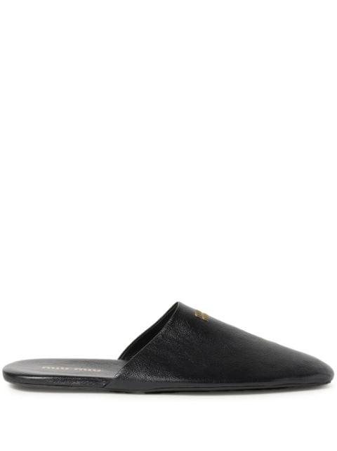 leather slippers by MIU MIU
