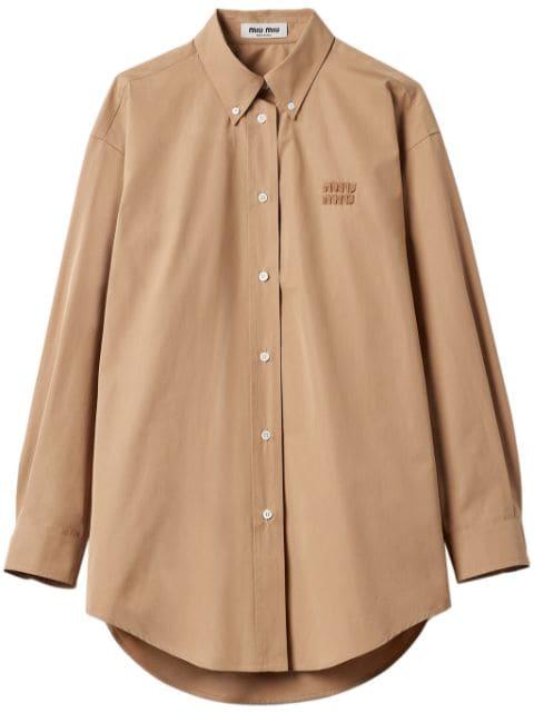 logo-appliqué poplin shirt by MIU MIU
