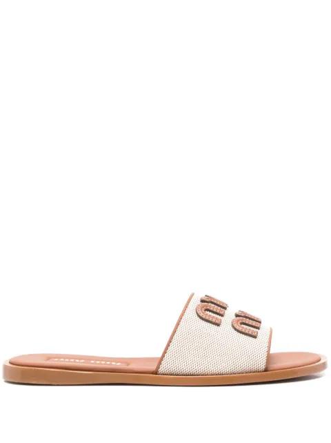 logo-appliqué sandals by MIU MIU