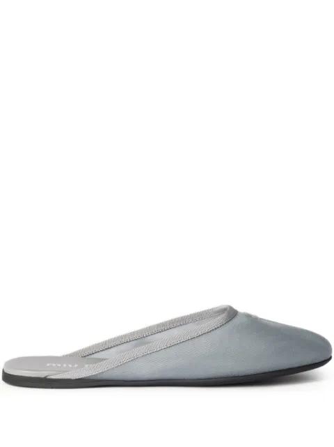 logo-detail mesh slippers by MIU MIU
