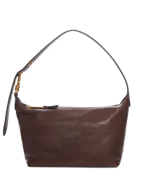 logo-embossed leather shoulder bag by MIU MIU