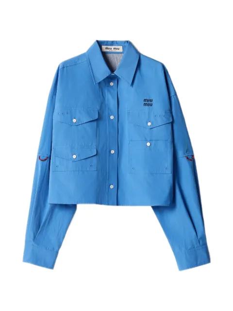 logo-embroidered cropped shirt by MIU MIU