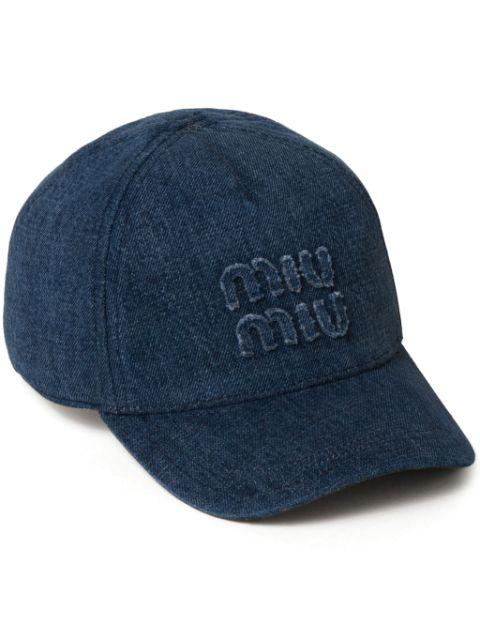 logo-embroidered denim cap by MIU MIU