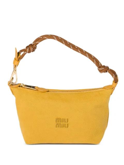 logo-embroidered gabardine shoulder bag by MIU MIU