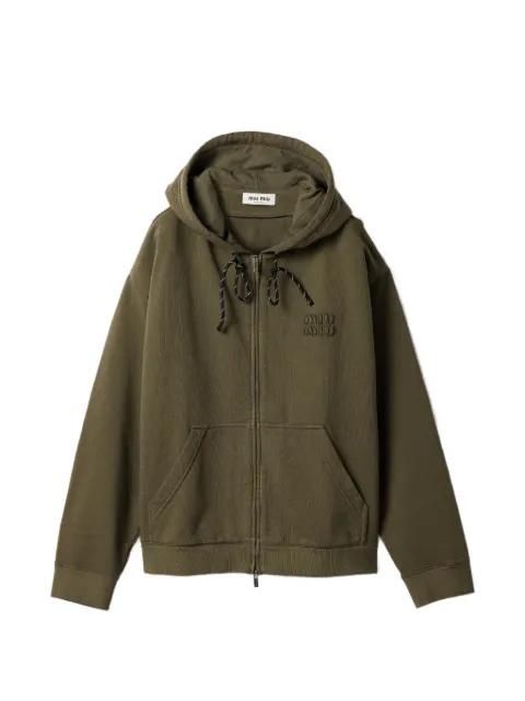 logo-embroidered hoodie by MIU MIU