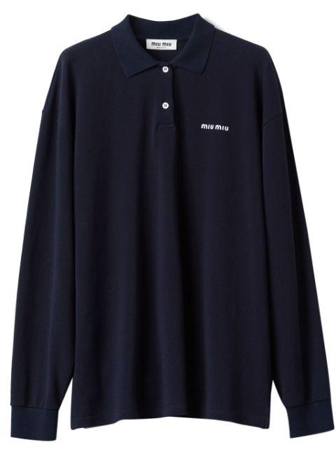 logo-embroidered piqué polo shirt by MIU MIU