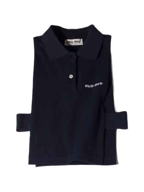 logo-embroidered polo-collar vest by MIU MIU
