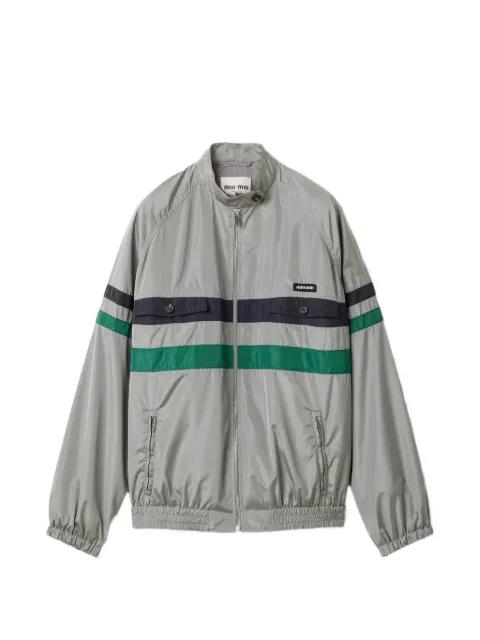 logo-patch panelled jacket by MIU MIU