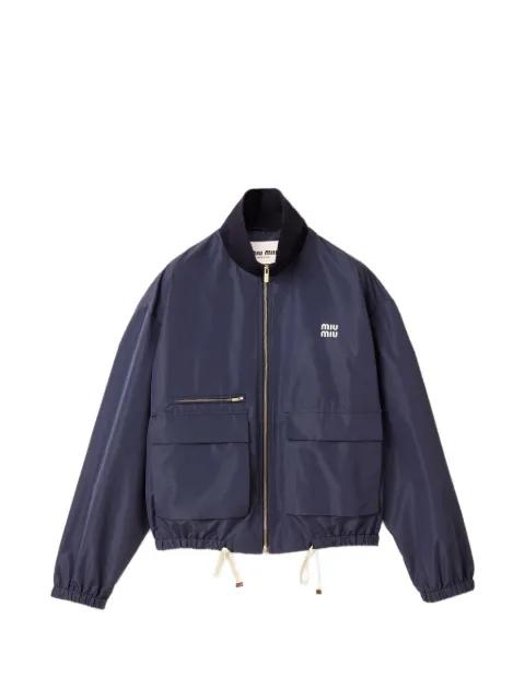 logo-patch zip-up jacket by MIU MIU