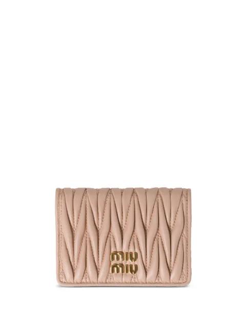logo-plaque matelassé-effect wallet by MIU MIU