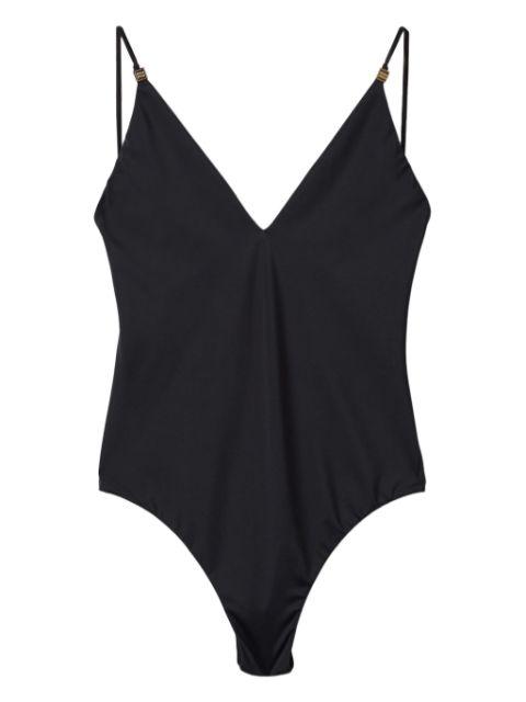 logo-plaque swimsuit by MIU MIU
