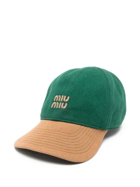 logo two-tone baseball cap by MIU MIU