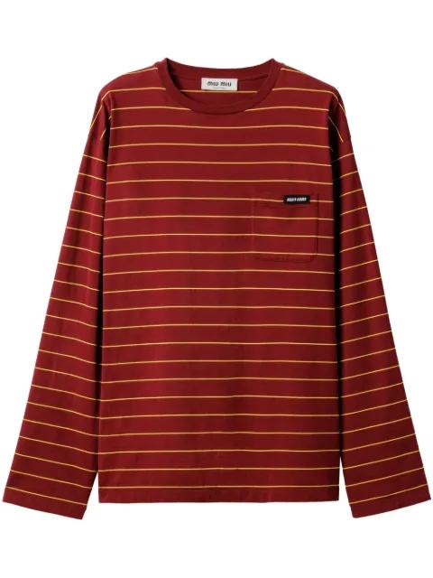 long-sleeved cotton T-shirt by MIU MIU
