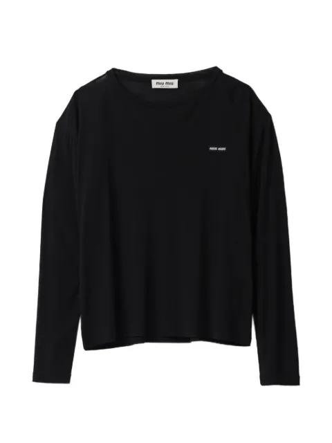 long-sleeved ribbed jersey T-shirt by MIU MIU