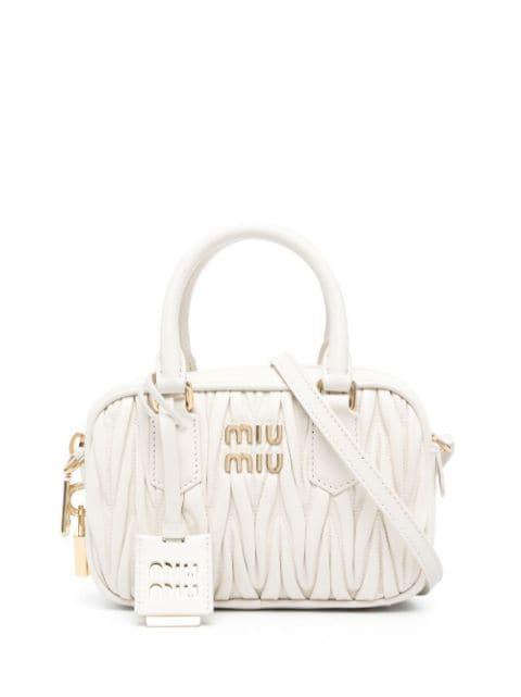 matelassé logo-plaque tote bag by MIU MIU