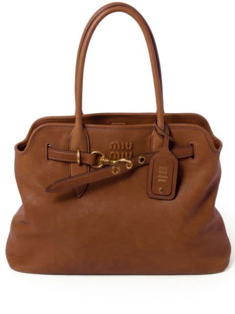 medium Aventure leather tote bag by MIU MIU
