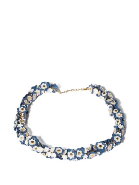 metal and leather necklace by MIU MIU