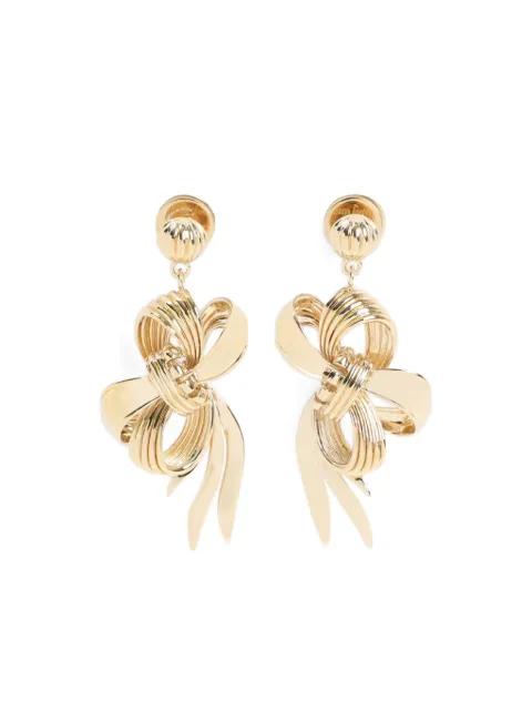 metal bow earrings by MIU MIU