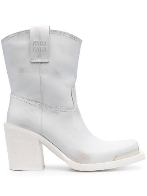 mid-calf leather cowboy boots by MIU MIU