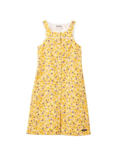 midi flower-print buttoned poplin dress by MIU MIU