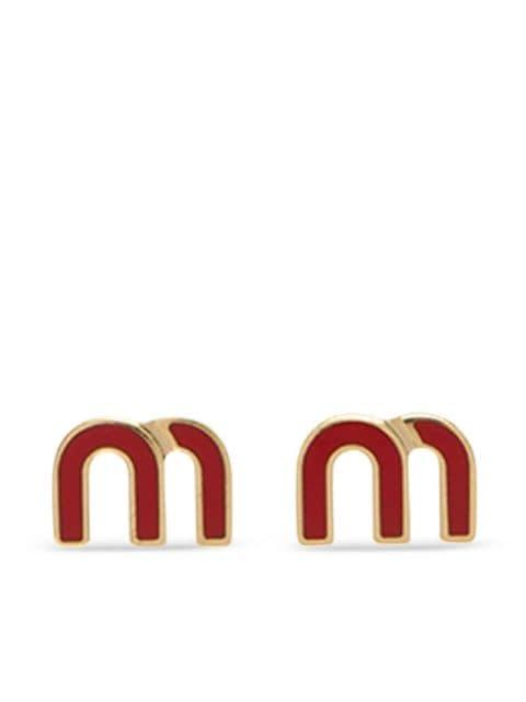 monogram stud earrings by MIU MIU