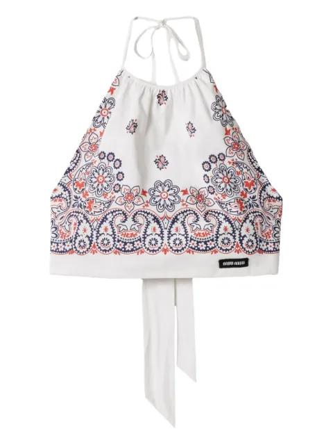 paisley crop top by MIU MIU